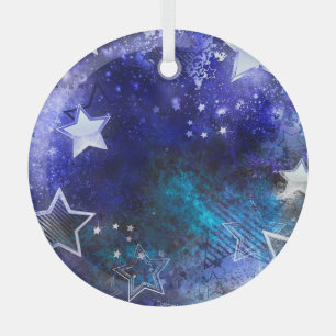Space Background with Stars Glass Ornament