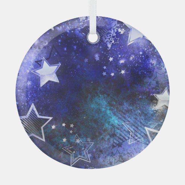 Space Background with Stars Glass Ornament (Front)