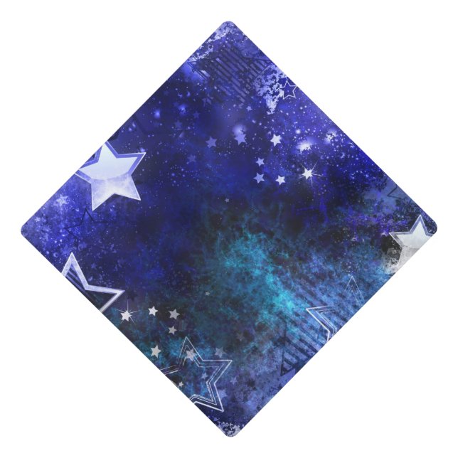 Space Background with Stars Graduation Cap Topper (Front)