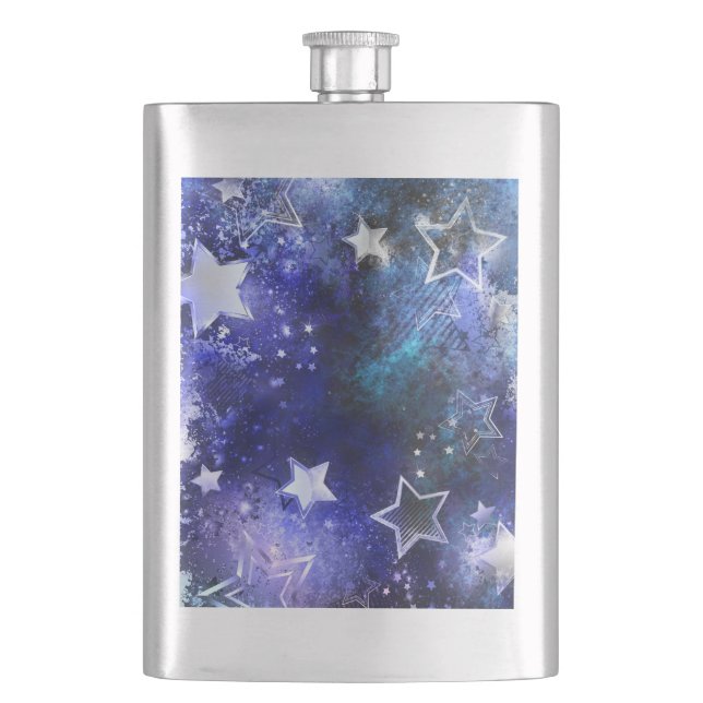 Space Background with Stars Hip Flask (Front)
