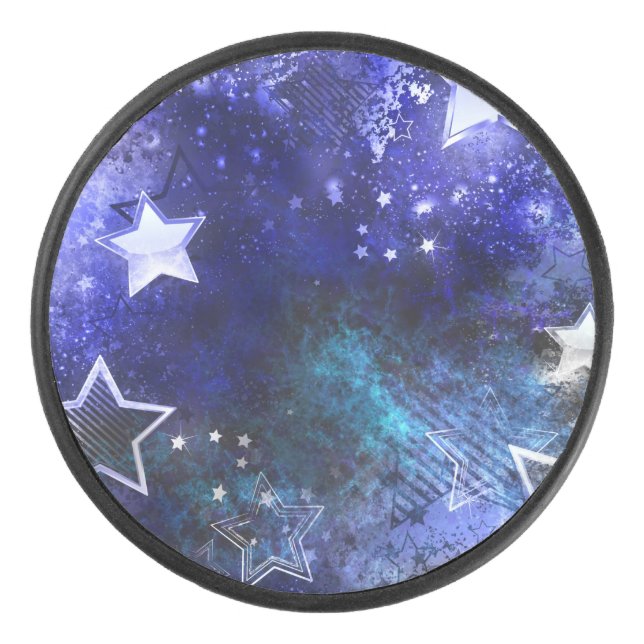 Space Background with Stars Hockey Puck (Front)