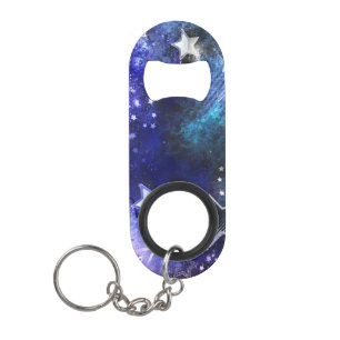 Space Background with Stars Keychain Bottle Opener