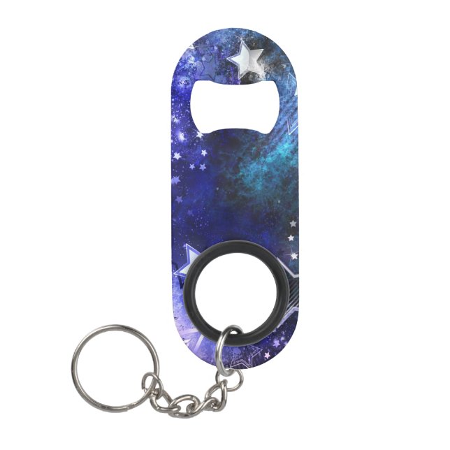 Space Background with Stars Keychain Bottle Opener (Front)