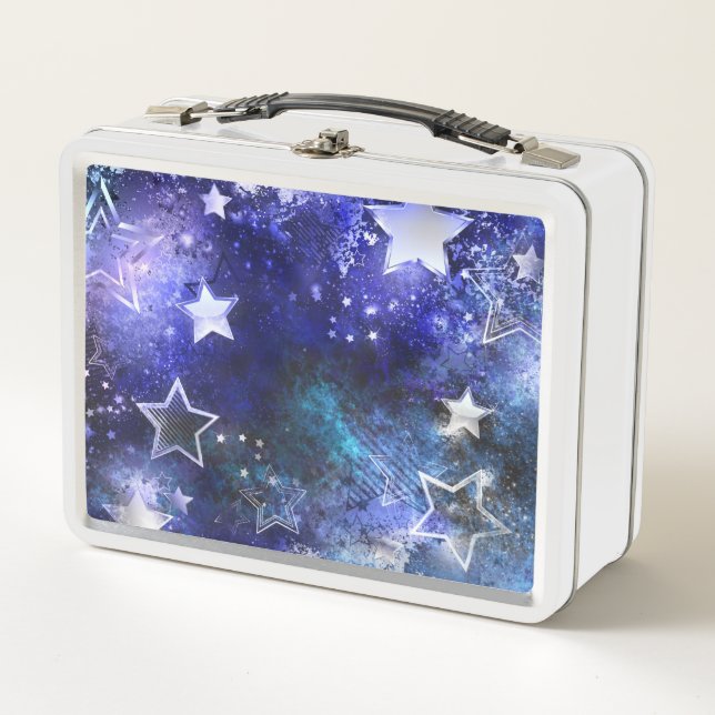 Space Background with Stars Metal Lunch Box (Front)