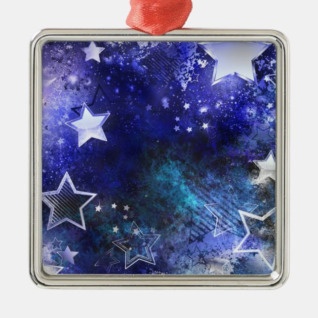 Space Background with Stars Metal Ornament (Front)
