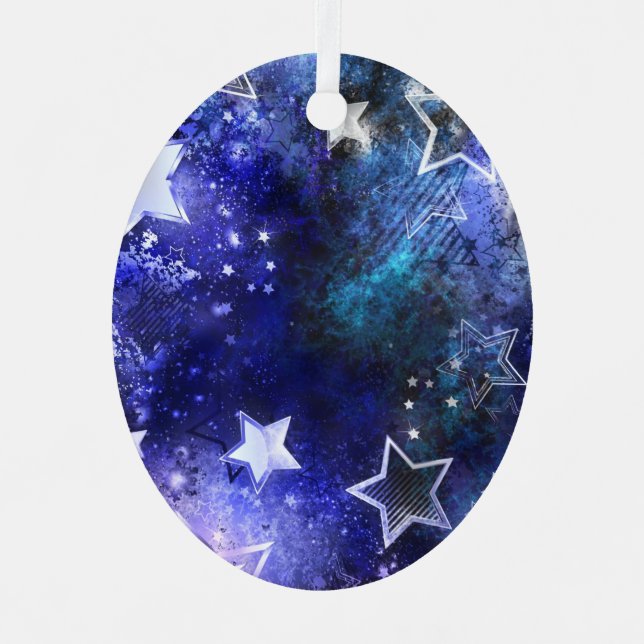 Space Background with Stars Metal Ornament (Front)