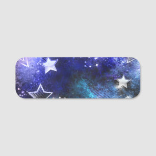 Space Background with Stars Name Tag