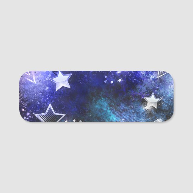 Space Background with Stars Name Tag (Front)