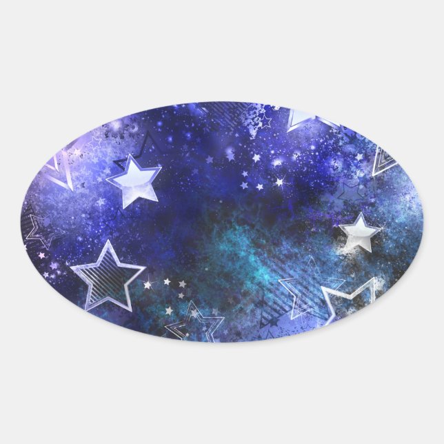 Space Background with Stars Oval Sticker (Front)