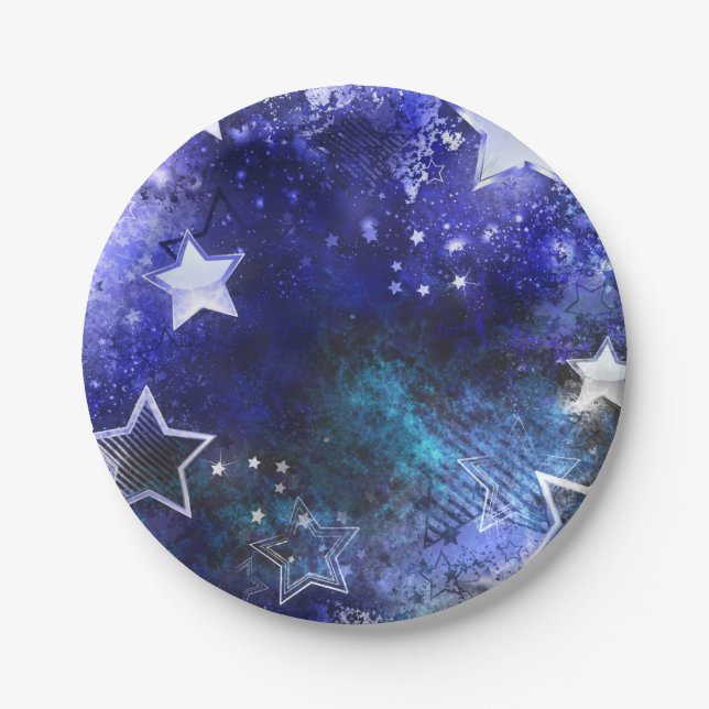 Space Background with Stars Paper Plate (Front)