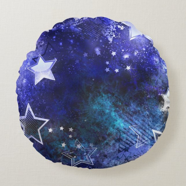 Space Background with Stars Round Pillow (Front)