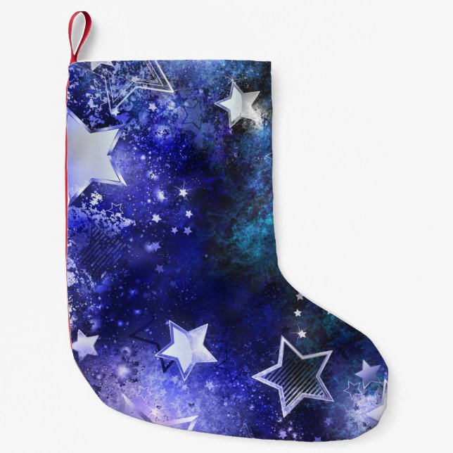 Space Background with Stars Small Christmas Stocking (Front)