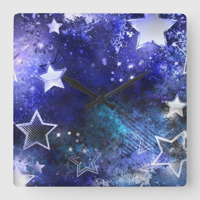 Space Background with Stars Square Wall Clock (Front)