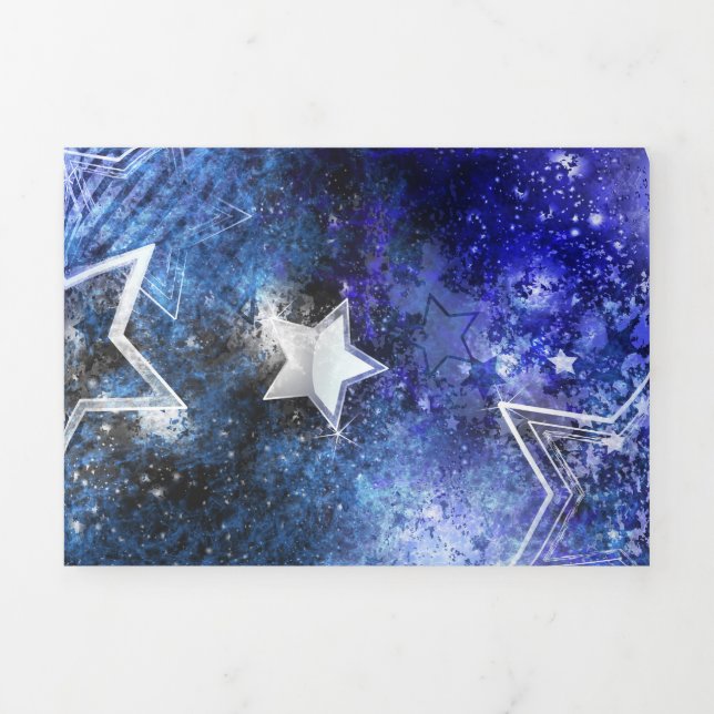 Space Background with Stars Tri-Fold Holiday Card (Cover)