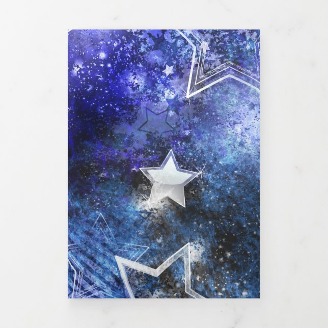 Space Background with Stars Tri-Fold Invitation (Cover)