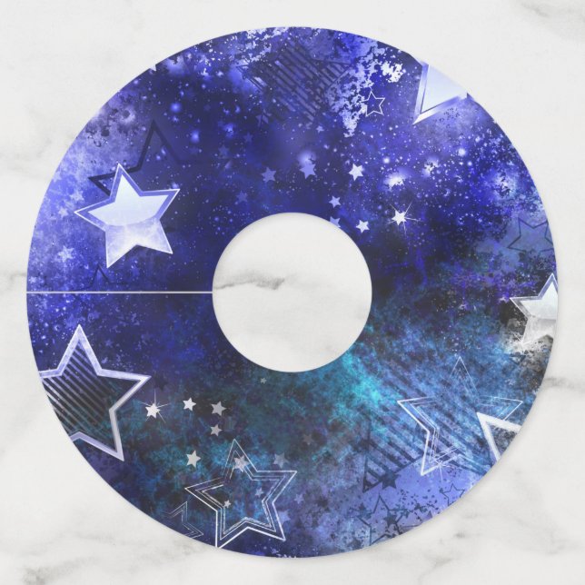 Space Background with Stars Wine Glass Tag (Front)