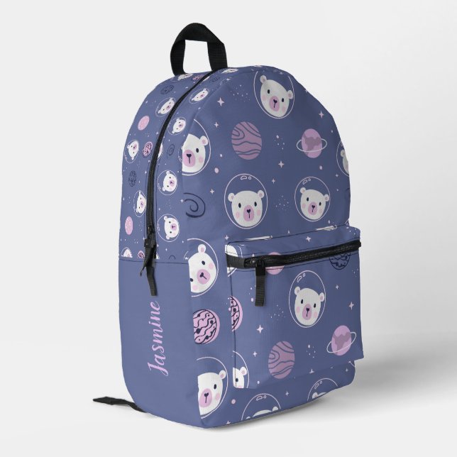 Space Bears Personalized Printed Backpack (Back Corner Left)