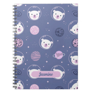 Space Bears Personalized Spiral Notebook