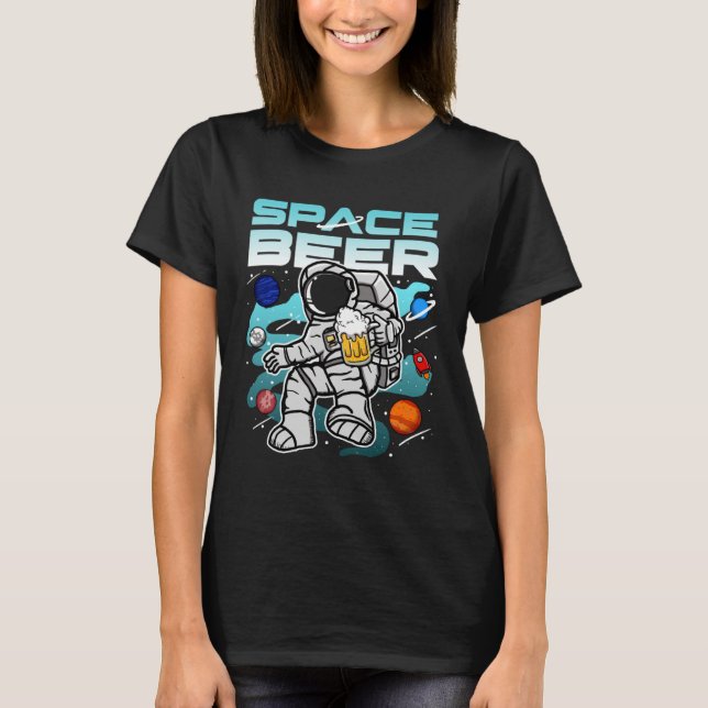 Space Beer Drinking Astronaut T-Shirt (Front)
