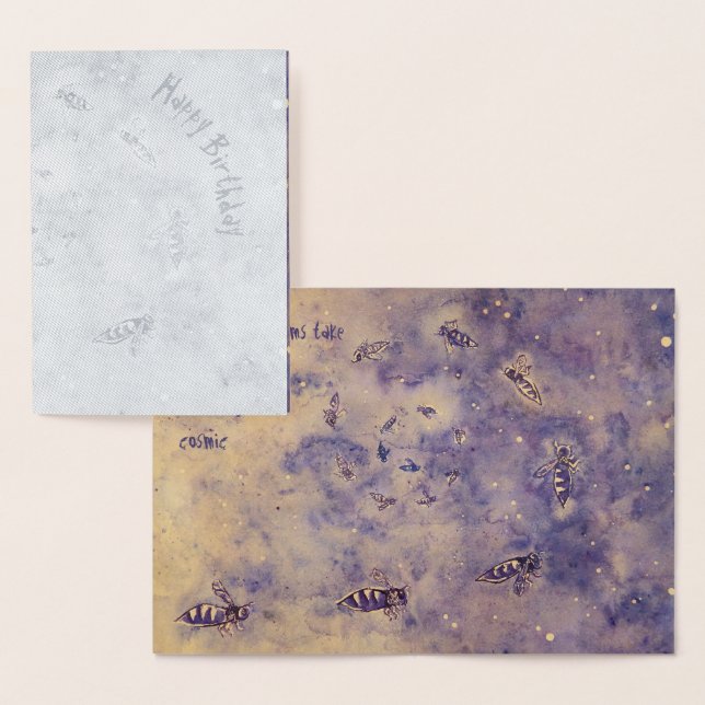 Space Bees Foil Birthday Card (Display)