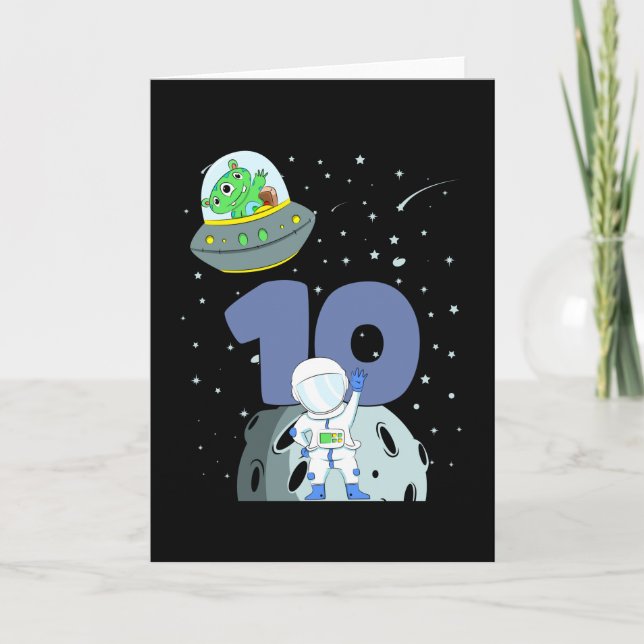 SPACE BIRTHDAY 10 10th Birthday Boy Astronaut Card (Front)