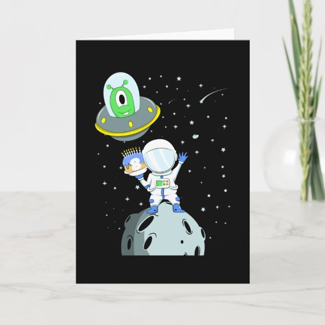 SPACE BIRTHDAY 8 8th Birthday Boy Astronaut Card (Front)