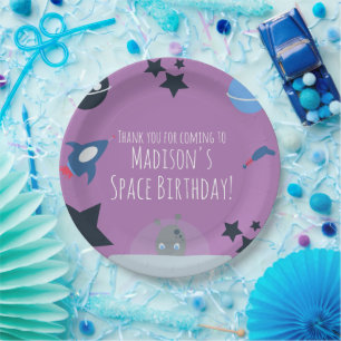 Space Birthday  Alien Themed Blue Paper Plate