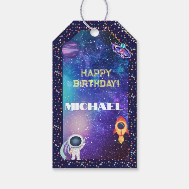 Space Birthday  Gift Tags (Front)