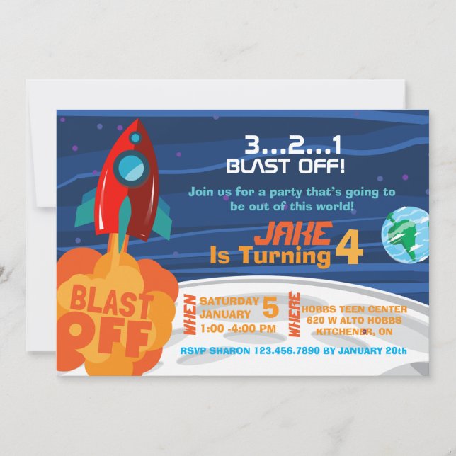 Space Birthday Invitation (Front)