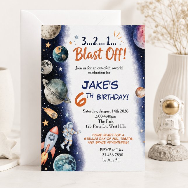 Space Birthday | Outer Space Rocket Astronaut Kids Invitation (Creator Uploaded)