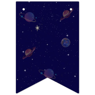 Space Birthday Party Decor Astronaut Galaxy Them Bunting Flags