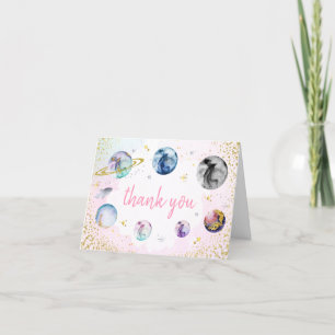 Space Birthday Party  First Trip Around The Sun Thank You Card