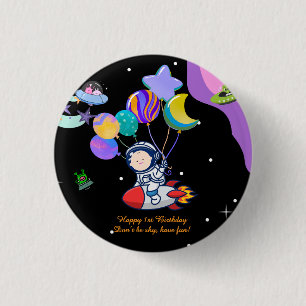 Space Birthday Party   Galaxy Theme Decor 1 Inch Round Button