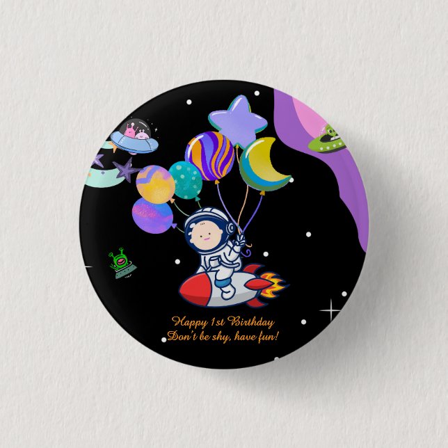 Space Birthday Party | Galaxy Theme Decor 1 Inch Round Button (Front)