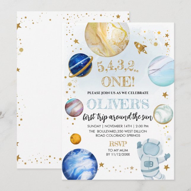Space Birthday Party Invitation (Front/Back)