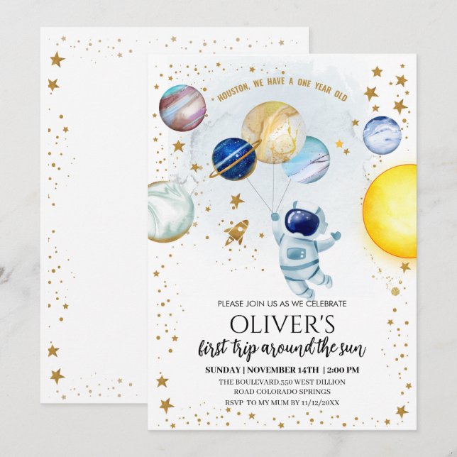 Space Birthday Party Invitation (Front/Back)