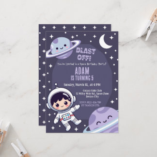 Space Birthday Party Invitation | Galaxy Astronaut