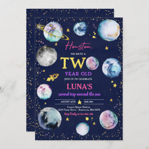 Space Birthday Party Second Trip Around The Sun Invitation