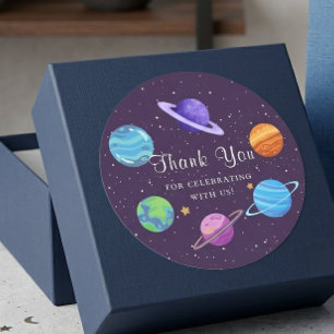 Space Birthday Thank You Sticker