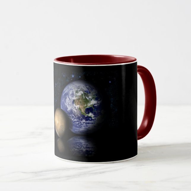 Space Black Red Blue Mars Earth Photo Collage Mug (Front Right)