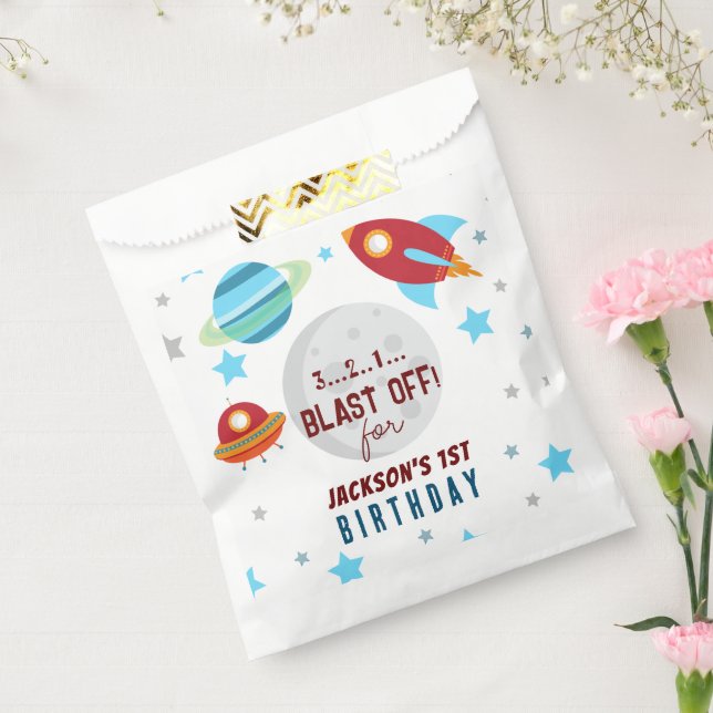 Space Blast Off 1st Birthday  Favour Bag (Sealed)