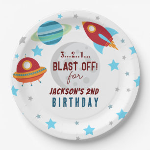Space Blast Off 2nd Birthday  Paper Plate