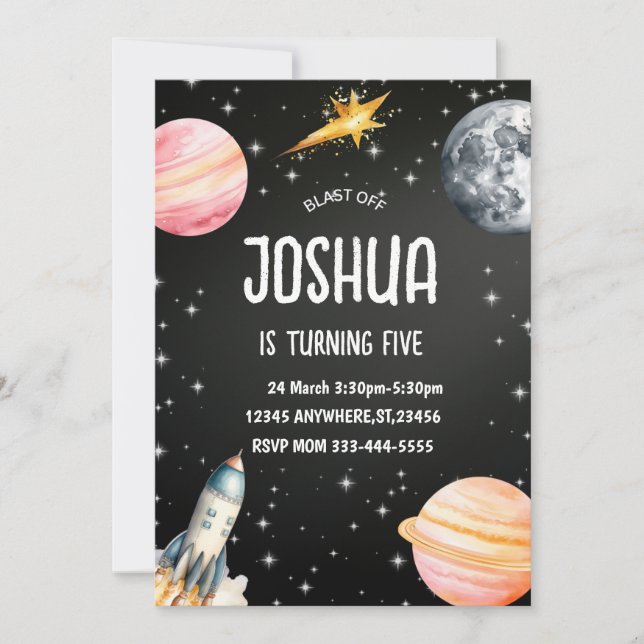 Space Blast off Party Invitation (Front)