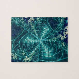 Space   Blue and White Fractal Art Jigsaw Puzzle
