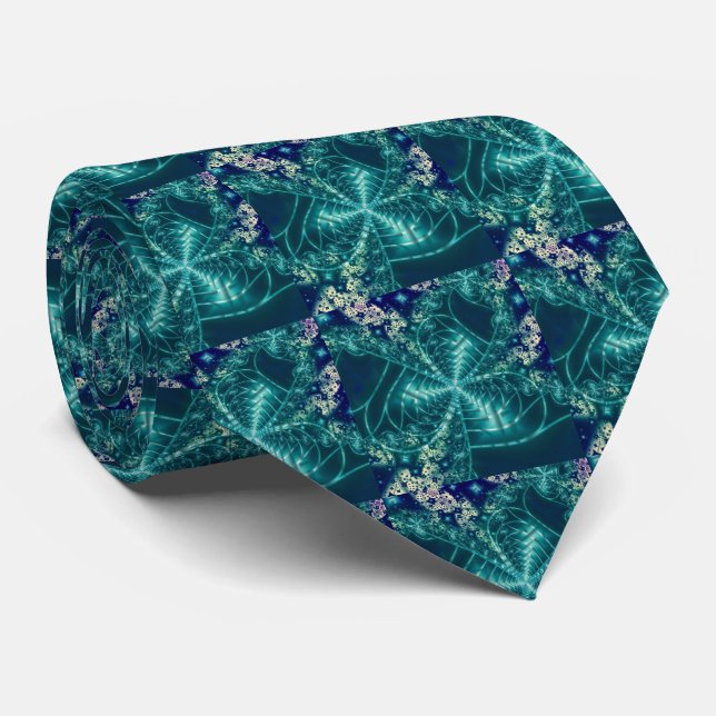 Space | Blue and White Fractal Art Tie (Rolled)