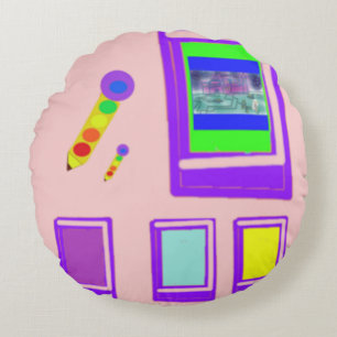 Space Books Round Pillow