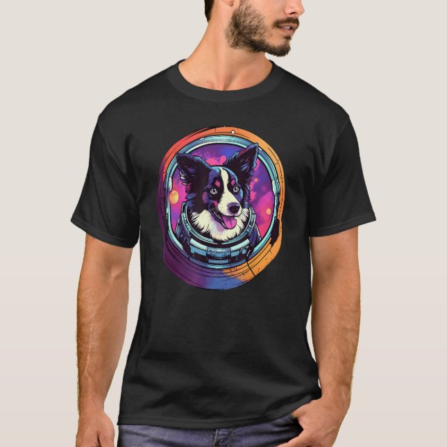 Space Border Collie Dog Mom Dad Border Collie T-Shirt (Front)