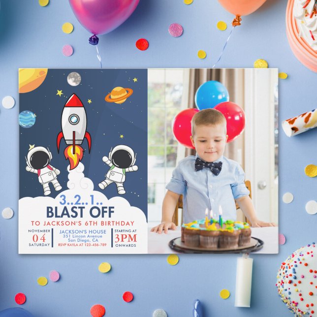 Space Boy Fun Birthday Invitation (Creator Uploaded)