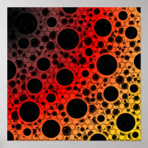 Space Bubble Spots - Black/Red/Gold Poster