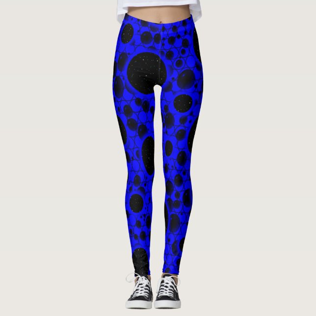 Space Bubble Spots - Blue Leggings (Front)
